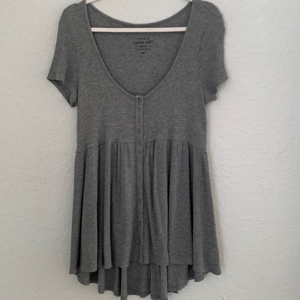 Torrid Gray Button-Front Tunic Top